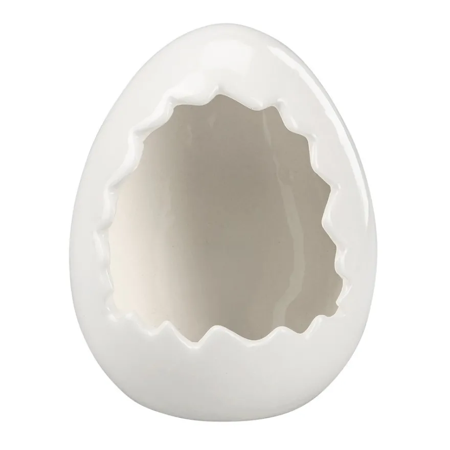 Ei zum Befüllen, 12,4cm hoch, 10,9cm breit, 9,8cm tief, weiß glänzend