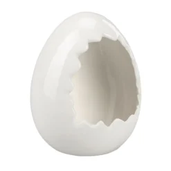 Ei zum Befüllen, 12,4cm hoch, 10,9cm breit, 9,8cm tief, weiß glänzend