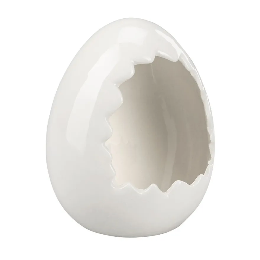 Ei zum Befüllen, 12,4cm hoch, 10,9cm breit, 9,8cm tief, weiß glänzend