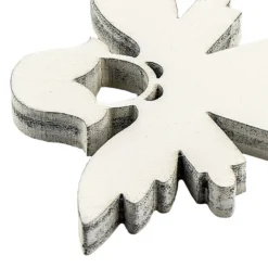 Engel aus Holz, weiß, 2 Designs, 6,2cm x 7cm x 0,5cm & 5,7cm x 7,5cm x 0,5cm, 12 Stück
