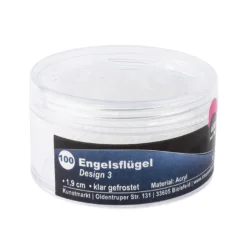 Engelsflügel aus Acryl, Design 3, 1,9 cm, klar gefrostet, 100 Stück