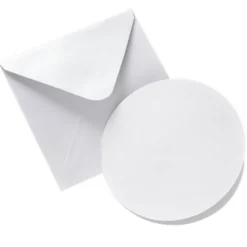 8er Perlmutt-Karten-Set, rund, Ø13cm, inkl. Umschläge, weiß