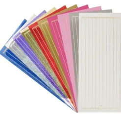 10er Sticker Set, Linien, 8mm, verschiedene Farben und Folien