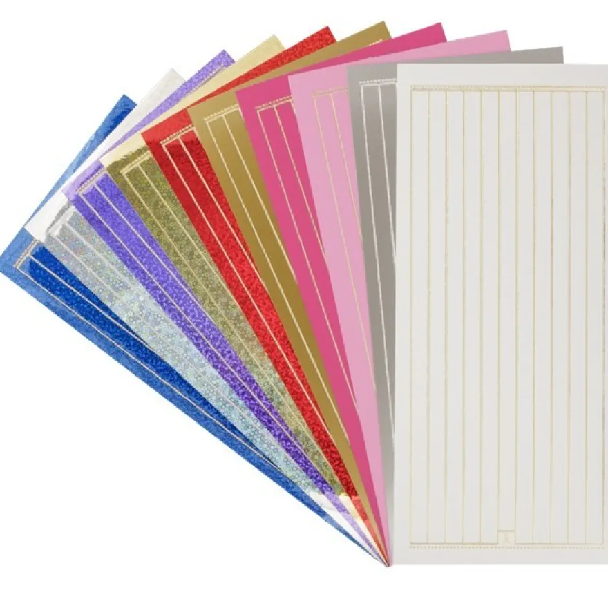 10er Sticker Set, Linien, 8mm, verschiedene Farben und Folien