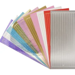 10er Sticker Set, Linien, 7mm, verschiedene Farben und Folien