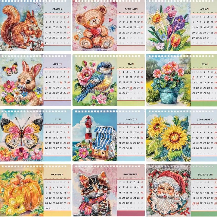 ExklusivBox: Diamond-Painting-Tischkalender für 2027 & 2028, 4-teilig