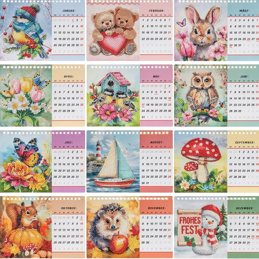 ExklusivBox: Diamond-Painting-Tischkalender für 2027 & 2028, 4-teilig