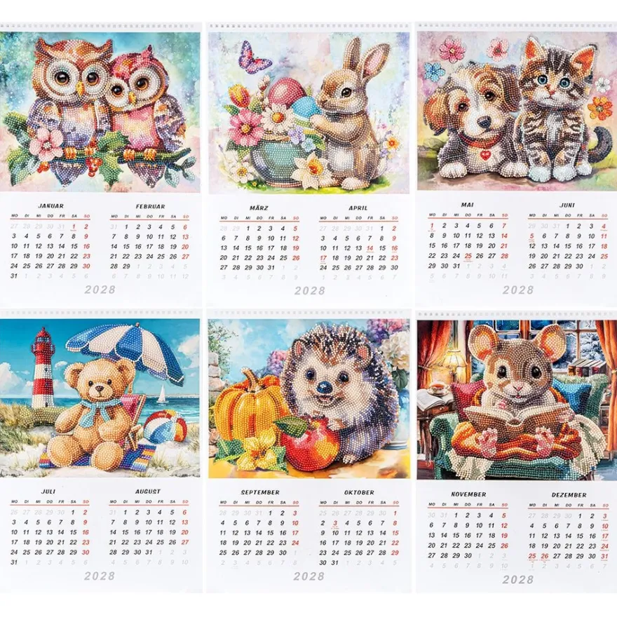 ExklusivBox: Diamond-Painting-Wandkalender für 2027 & 2028, 4-teilig