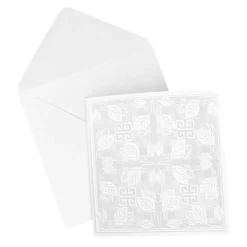 Exquisit-Grußkarten, Blatt-Design, geprägt, Perlmutt, 16cm x 16cm, inkl. Umschläge, 20-teilig