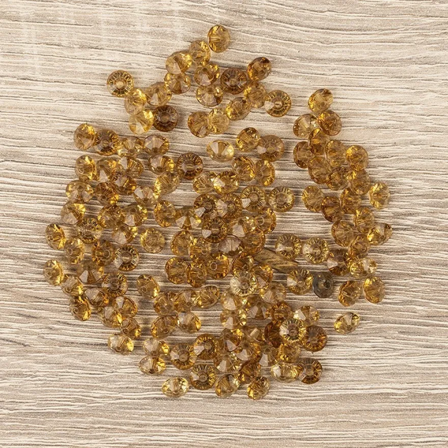 Facetten-Perlen, transparent, Ø6mm, mocca, 100 Stück