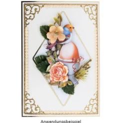 3-Fach Grußkarten, Passepartout Raute, B6, Naturweiß, inkl. Umschläge, 10 Stück