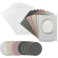 3-Fach-Grußkarten, Passepartout, Kreis, B6, 5 versch. Farben, inkl. Umschläge, 10 Stück