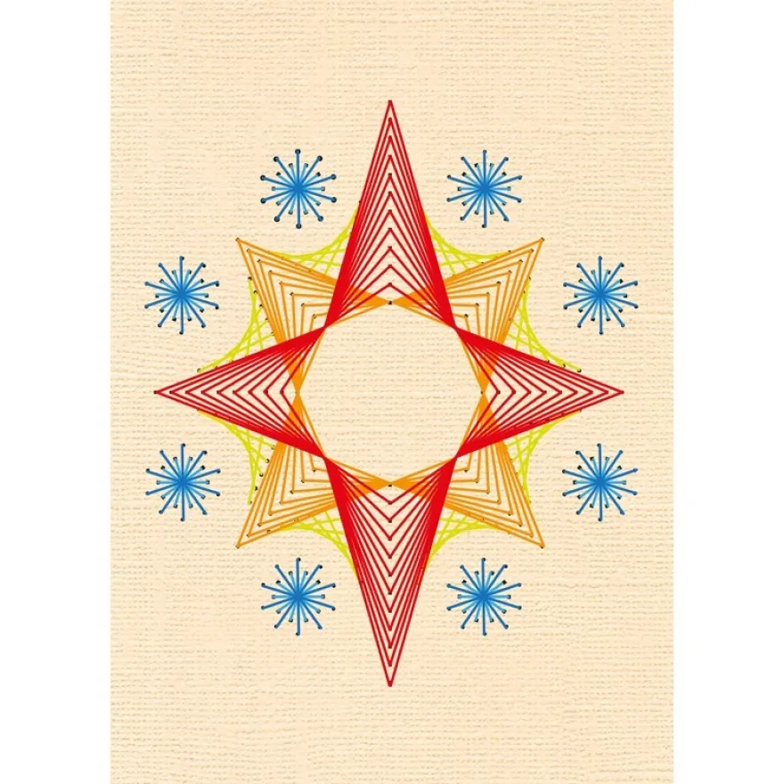 Fadengrafik-Grußkarten "Stern 1", Leinen-Optik, B6, 10 Farben, inkl. Umschläge, 10 Stück
