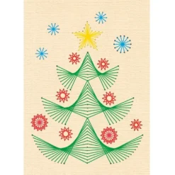 Fadengrafik-Grußkarten "Tannenbaum", Leinen-Optik, B6, 10 Farben, inkl. Umschläge, 10 Stück