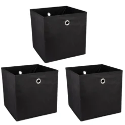 Faltbare Aufbewahrungsboxen, 30cm x 30cm x 30cm, schwarz, 3 Stück