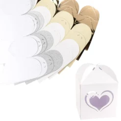 Faltboxen Herz, 250g/m², 7,2cm x 7,2cm x 10cm, versch. Farben & Papiere, 10 Stück