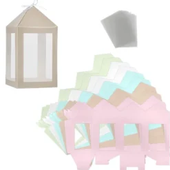 Faltboxen, Laterne, 250g/m², 20,5cm x 10cm x 10cm, verschiedene Pastellfarben, 10 Stück