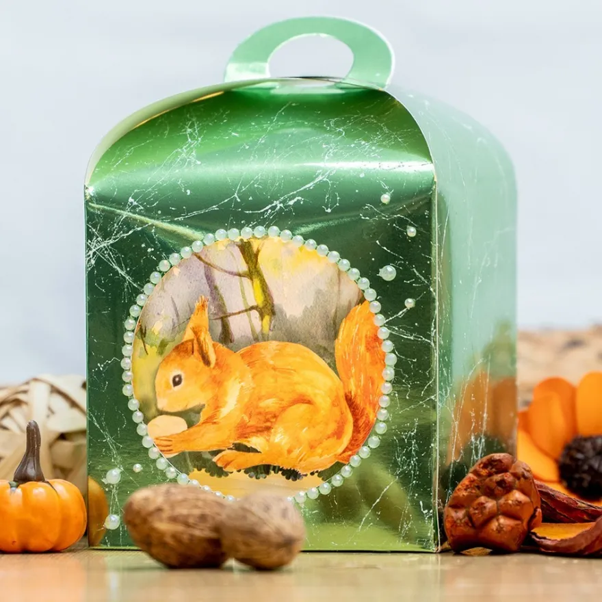 Faltboxen mit Kreis-Ausstanzung, geklebt, 11,5cm x 11,5cm x 11,5cm, Spiegelkarton, 10 Stück