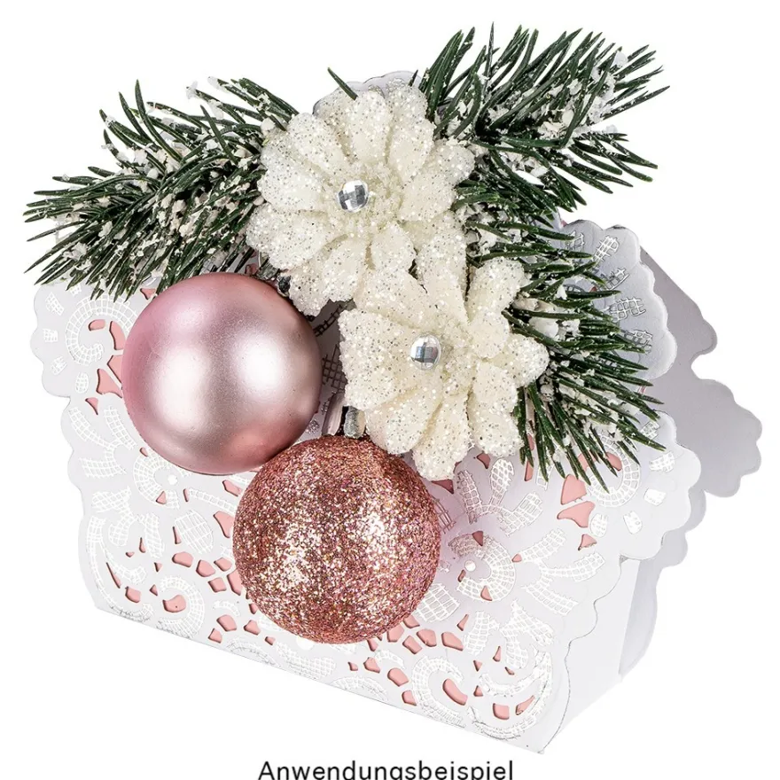 Faltboxen mit Laser-Ornamentik & Folienveredelung, 11x9,5x2,4cm, 10 Stück