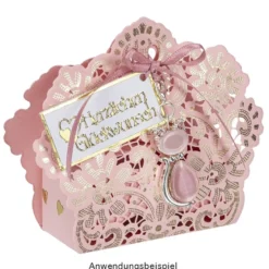Faltboxen mit Laser-Ornamentik & Folienveredelung, 11x9,5x2,4cm, 10 Stück
