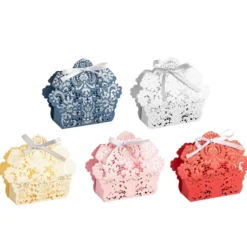 Faltboxen mit Laser-Ornamentik & Folienveredelung, 11x9,5x2,4cm, 10 Stück