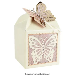Faltboxen Schmetterlinge, 250g/m², 7,2cm x 7,2cm x 10cm, versch. Farben & Papiere, 10 Stück
