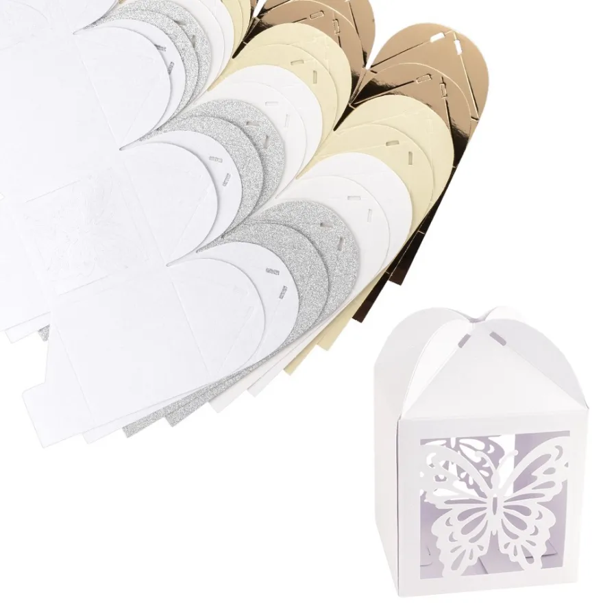 Faltboxen Schmetterlinge, 250g/m², 7,2cm x 7,2cm x 10cm, versch. Farben & Papiere, 10 Stück