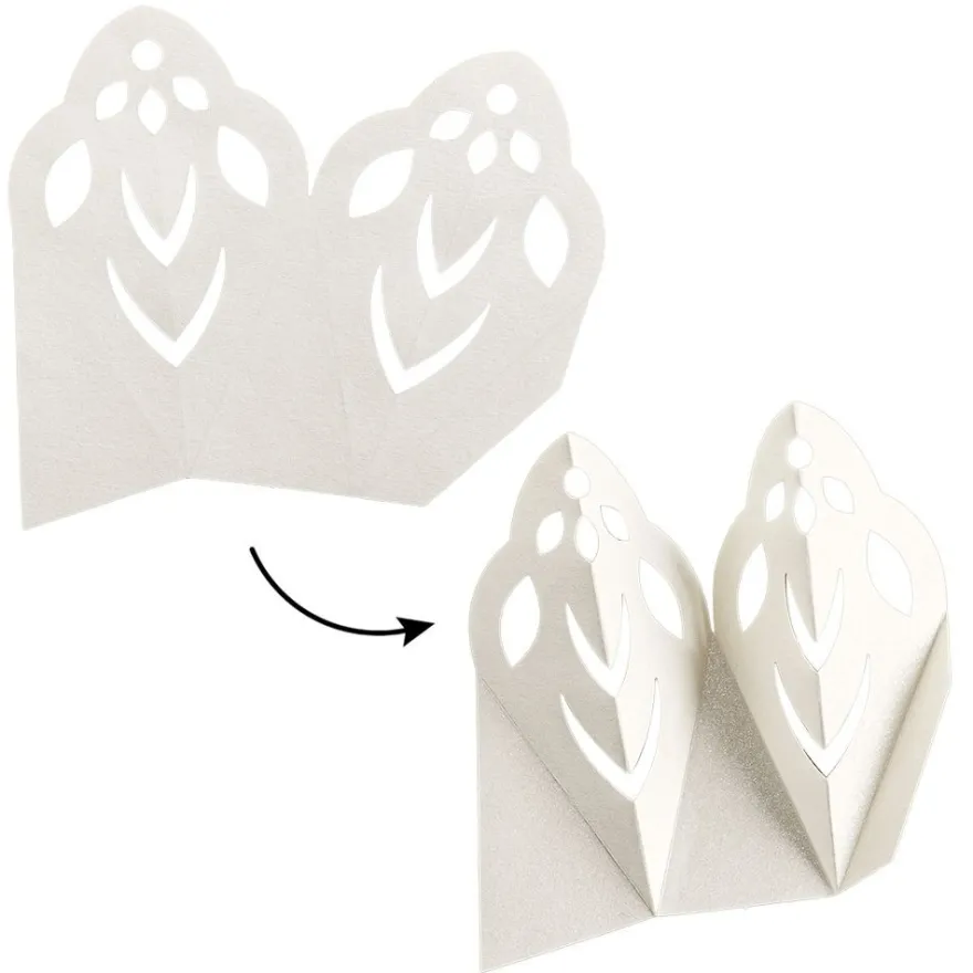 Faltelemente, Sternenblüte 3, für 5 Sternenblüten, Perlmuttpapier, creme, 120g/m², 40 Stück