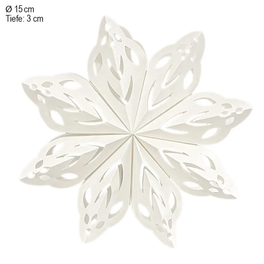 Faltelemente, Sternenblüte 3, für 5 Sternenblüten, Perlmuttpapier, creme, 120g/m², 40 Stück