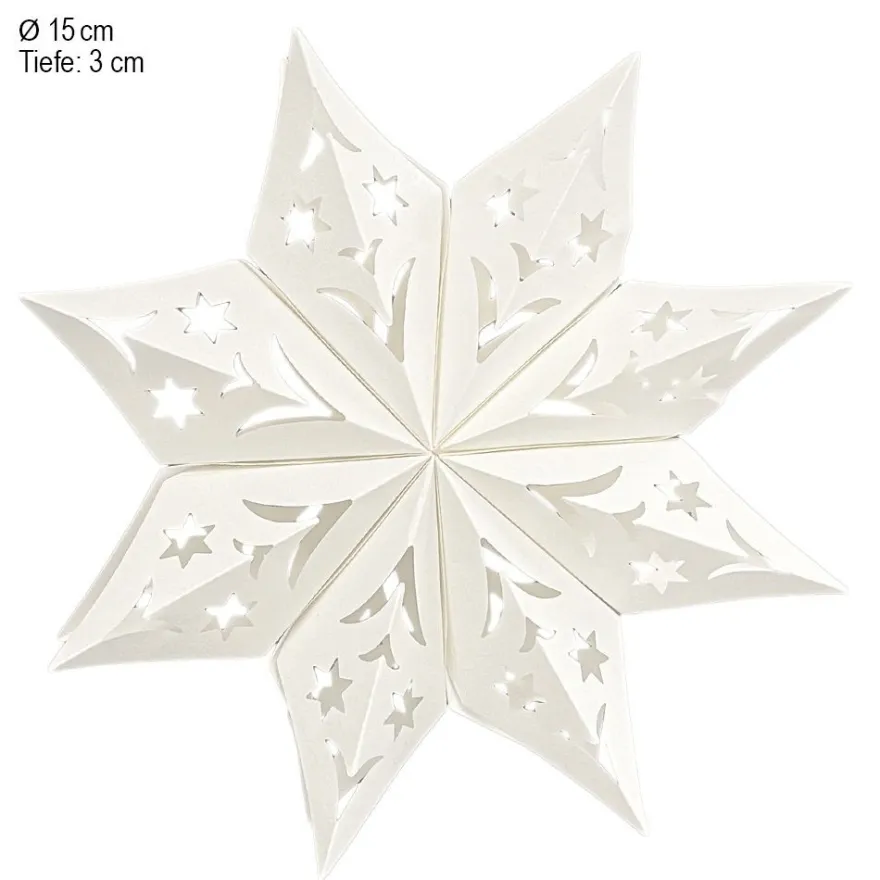 Faltelemente, Sternenblüte 2, für 5 Sternenblüten, Perlmuttpapier, creme, 120g/m², 40 Stück