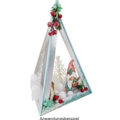 Falt-Laternen, Pyramide, 280g/m², 27,5cm x 18,5cm x 21cm, silber, 3 Stück