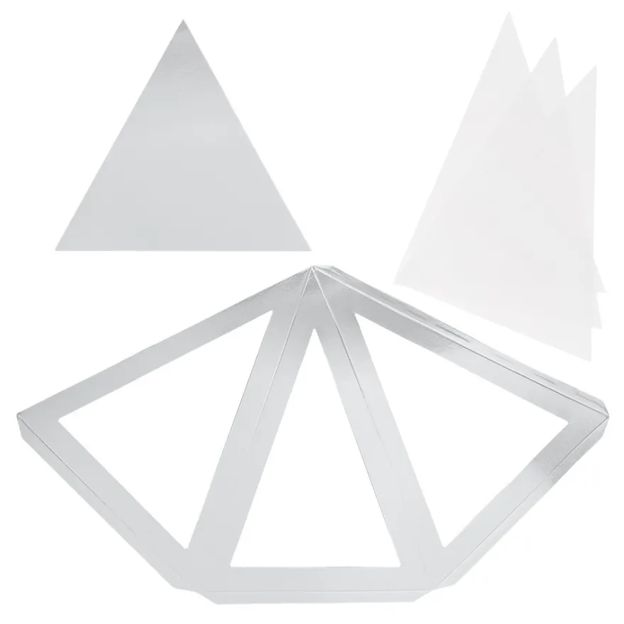 Falt-Laternen, Pyramide, 280g/m², 27,5cm x 18,5cm x 21cm, silber, 3 Stück