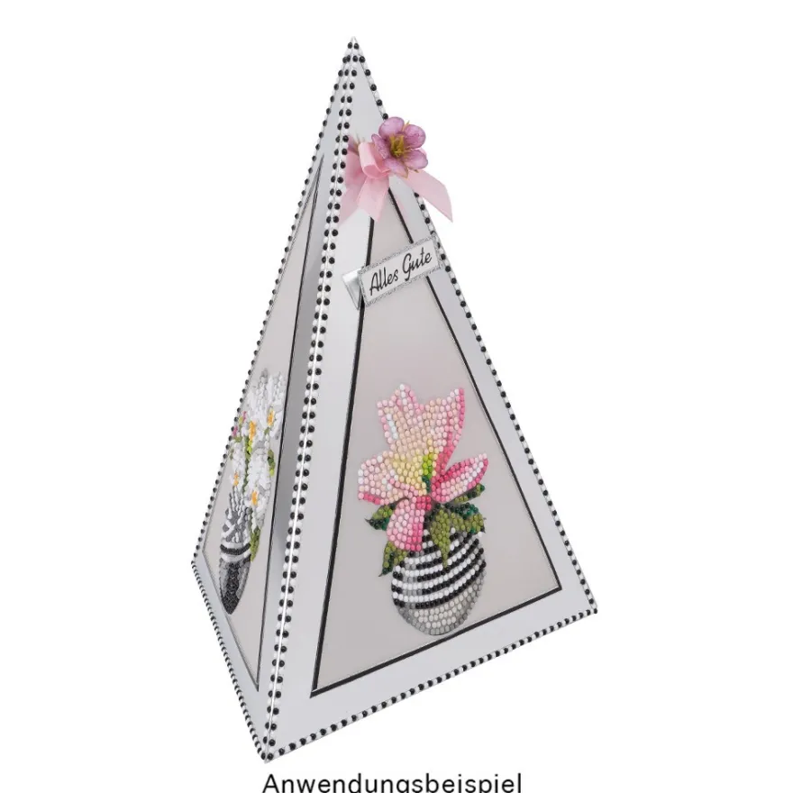 Falt-Laternen, Pyramide, 280g/m², 27,5cm x 18,5cm x 21cm, silber, 3 Stück