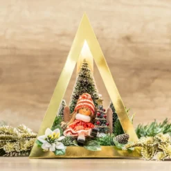 Falt-Laternen, Pyramide, 280g/m², 27,5cm x 18,5cm x 21cm, gold, 3 Stück