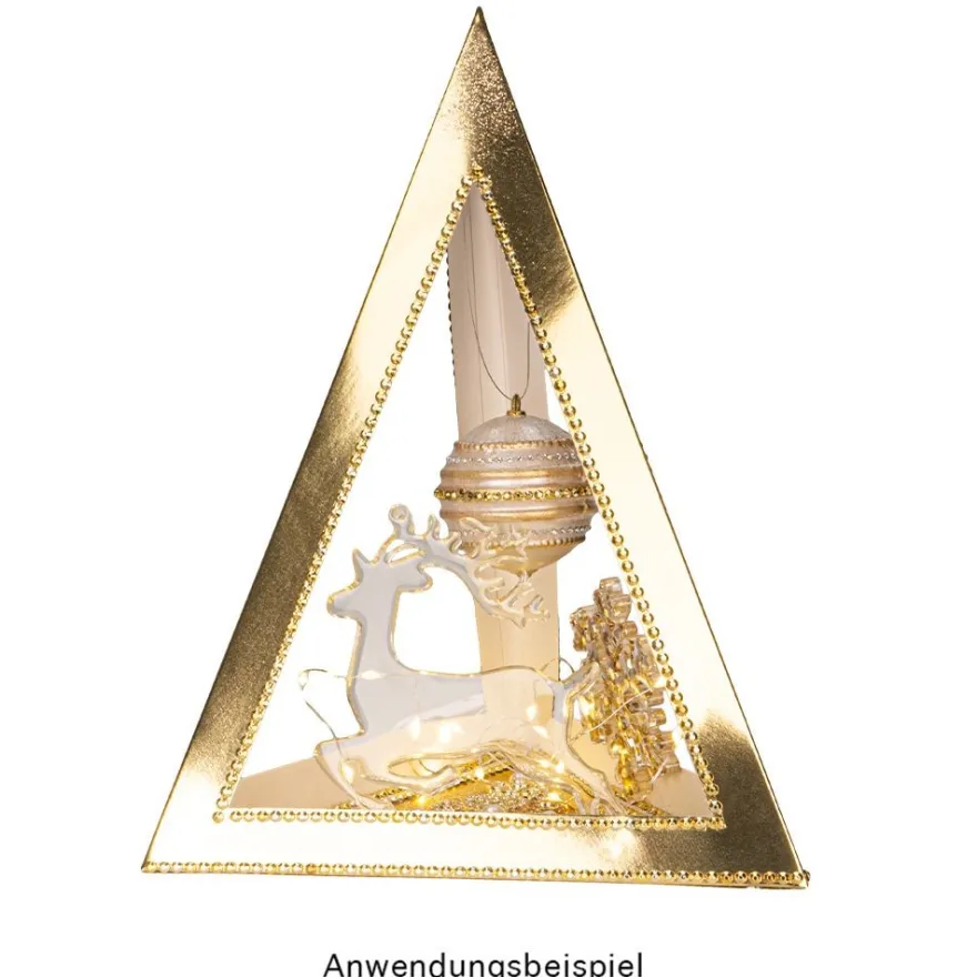 Falt-Laternen, Pyramide, 280g/m², 27,5cm x 18,5cm x 21cm, gold, 3 Stück