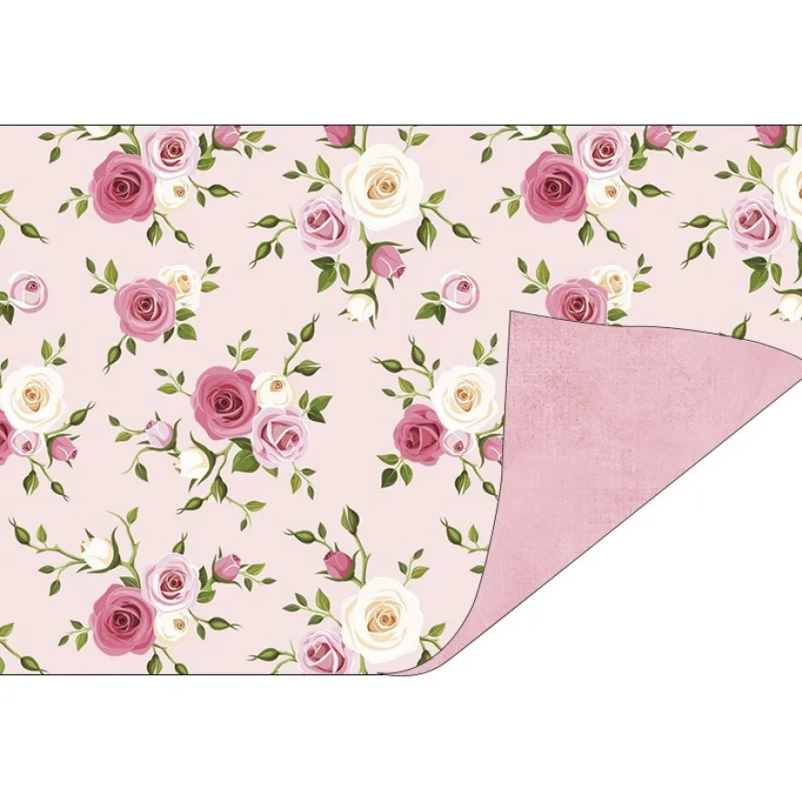 Faltpapiere, Duo-Design 39, 10cm x 15cm, Rosen/rosa, 50 Stück