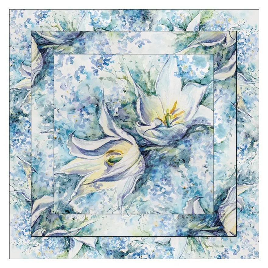 Faltpapiere, Duo-Design 5, 110 g/m², Blüten/blau, 150 Stück