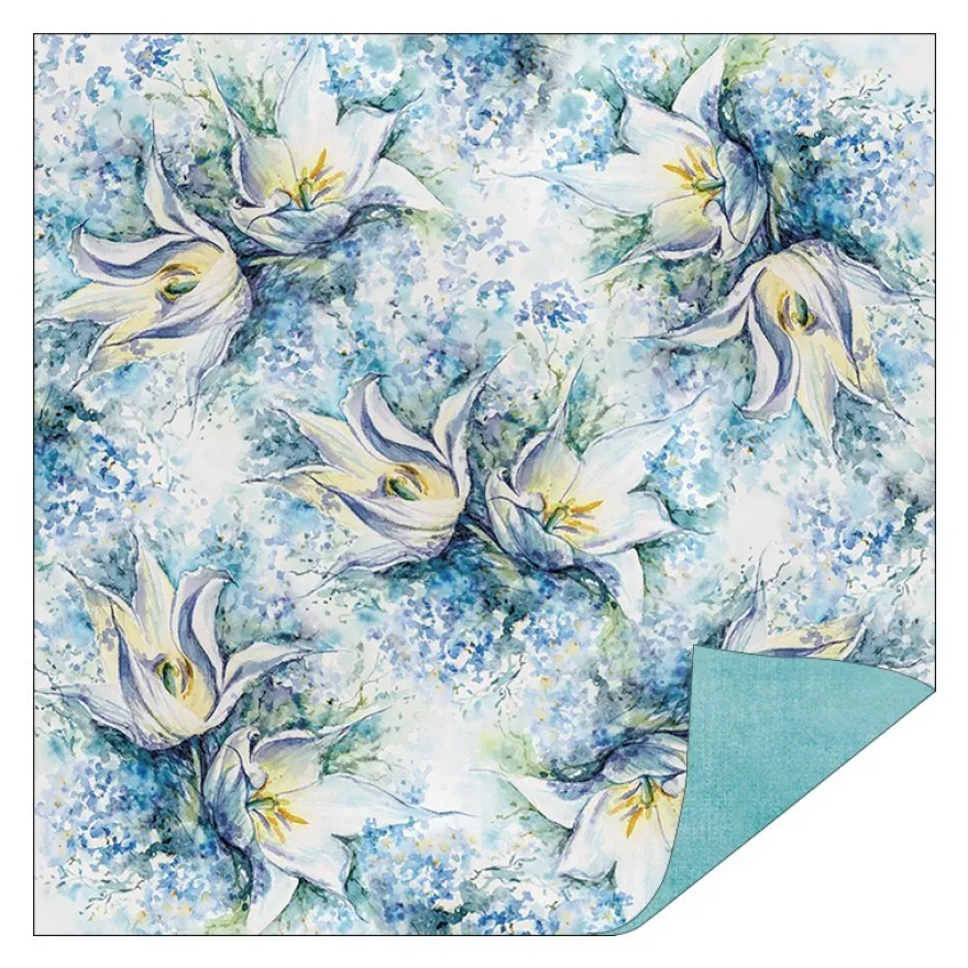 Faltpapiere, Duo-Design 5, 110 g/m², Blüten/blau, 150 Stück