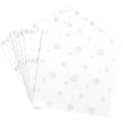Faltpapiere, transparent, Eiskristalle, 15cm x 15cm, 110 g/m², weiß/silber, 100 Stück
