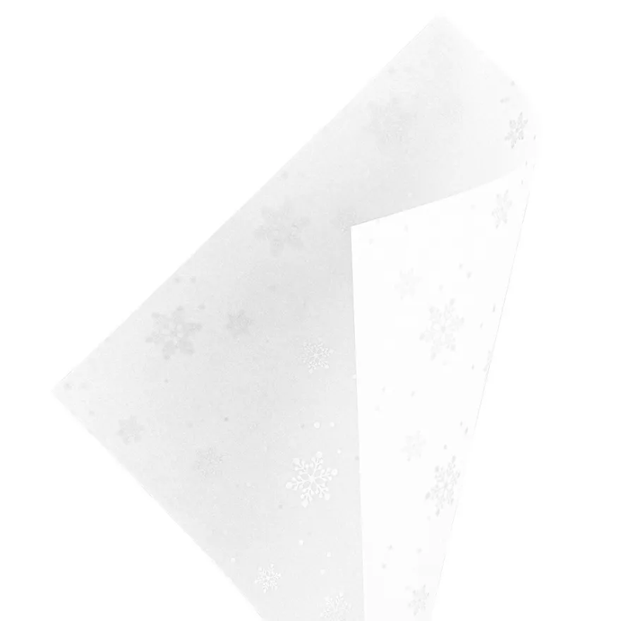 Faltpapiere, transparent, Eiskristalle, 15cm x 15cm, 110 g/m², weiß/silber, 100 Stück
