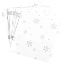 Faltpapiere, transparent, Eiskristalle, 10cm x 10cm, 110 g/m², weiß/silber, 100 Stück