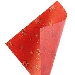 Faltpapiere, transparent, Eiskristalle, 20cm x 20cm, 110 g/m², rot/gold, 100 Stück