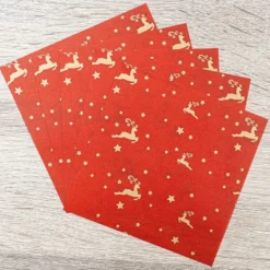 Faltpapiere, transparent, Hirsche, 10cm x 10cm, 110 g/m², rot/gold, 100 Stück