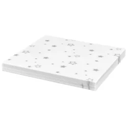 Faltpapiere, transparent, Sterne, 10cm x 10cm, 110 g/m², weiß/silber, 100 Stück