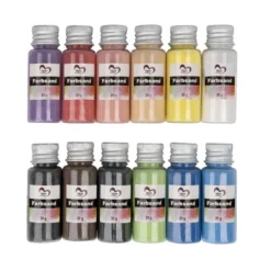 Farbsand fein, 12 Flaschen mit je 30g, 12 verschiedene Farben