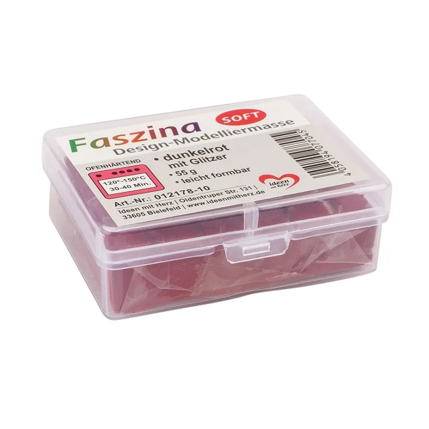 Faszina Soft, Design-Modelliermasse, dunkelrot mit Glitzer, 55g, leicht formbar, ofenhärtend