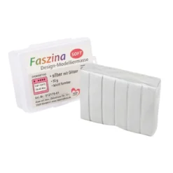 Faszina Soft, Design-Modelliermasse, silber mit Glitzer, 55g, leicht formbar, ofenhärtend