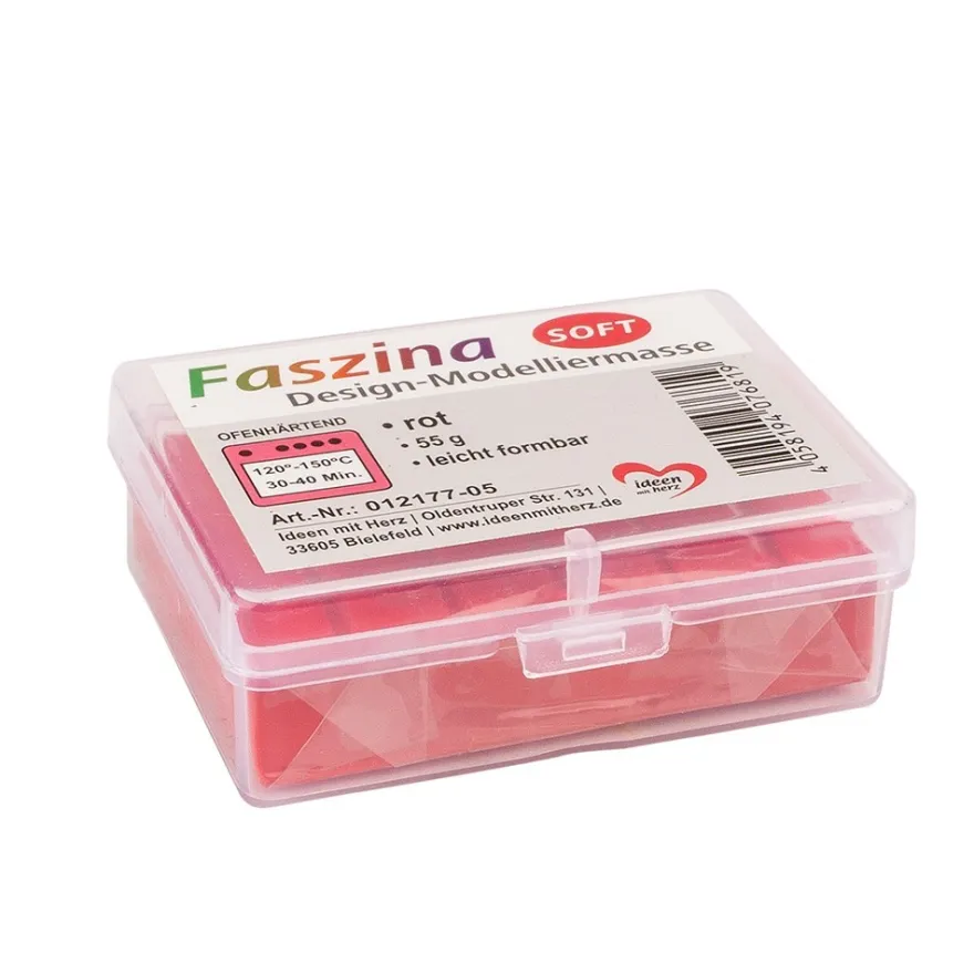 Faszina Soft, Design-Modelliermasse, rot, 55g, leicht formbar, ofenhärtend
