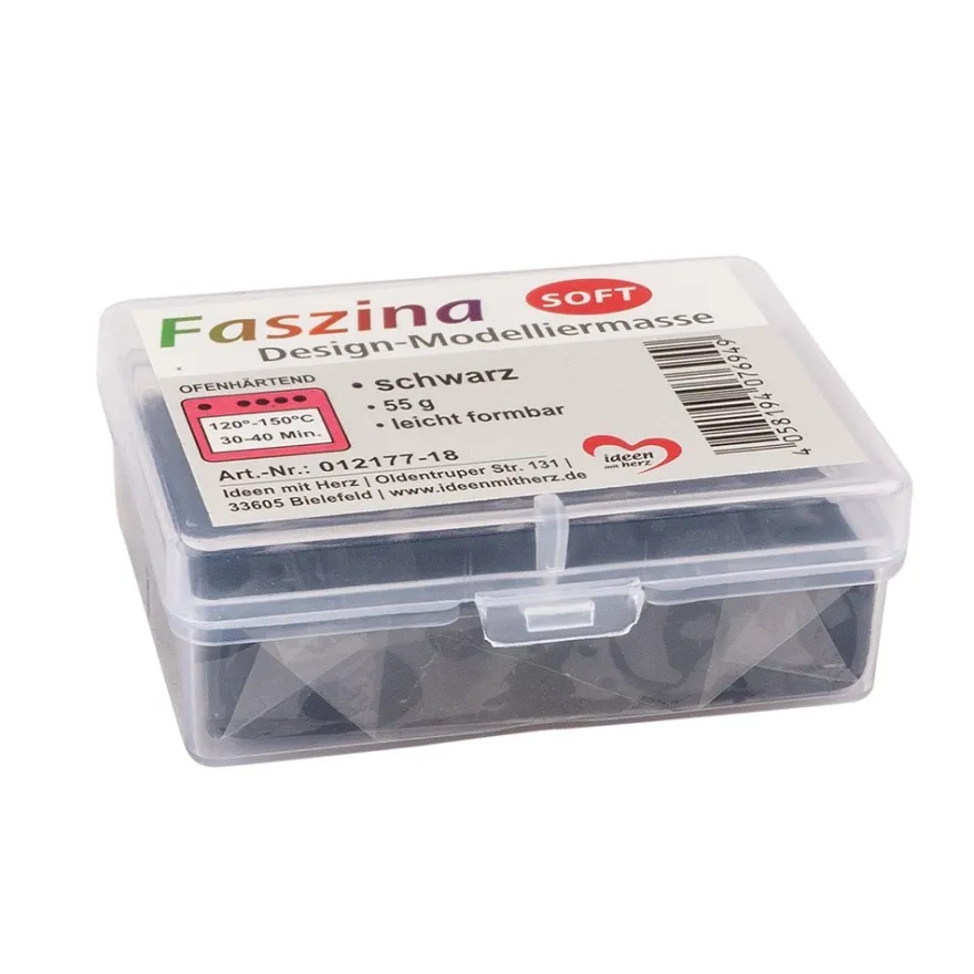 Faszina Soft, Design-Modelliermasse, schwarz, 55g, leicht formbar, ofenhärtend