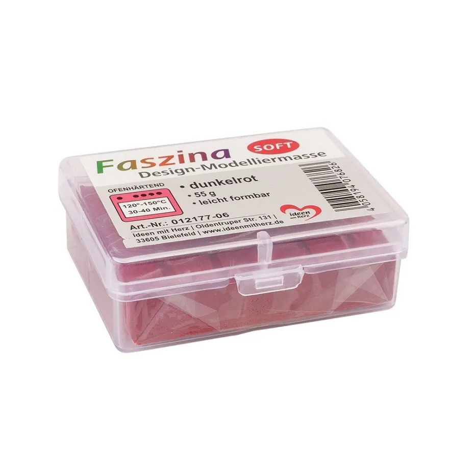 Faszina Soft, Design-Modelliermasse, dunkelrot, 55g, leicht formbar, ofenhärtend